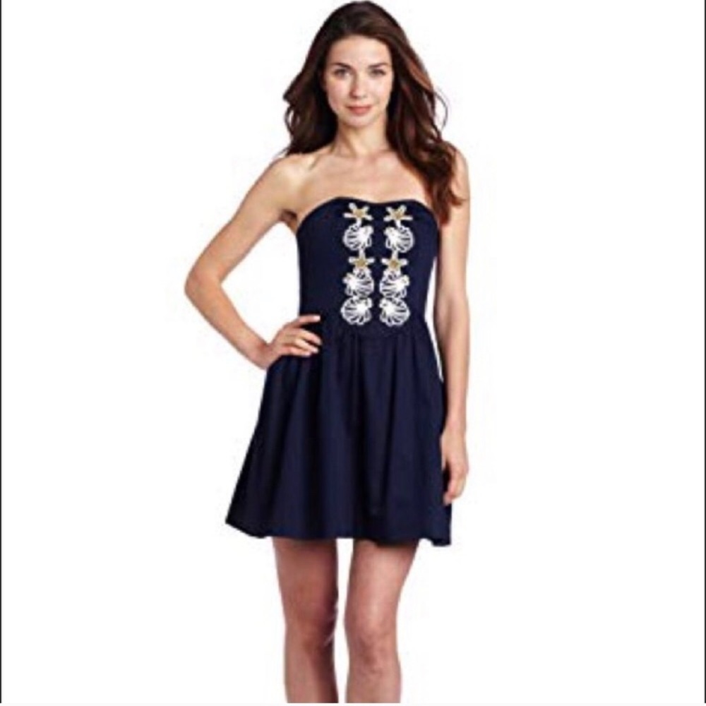 Lilly Pulitzer Mayfield Navy Strapless Seashell